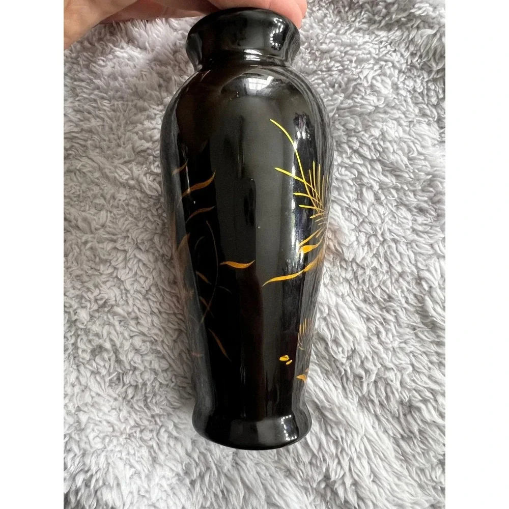 Vintage Black Lacquer Koi‎ Fish Vase